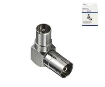 DINIC koaksiaalnurga adapter 90°, metallkorpusega koaksiaalpistik koaksiaalühendusele, DINIC-karp koos euroauguga